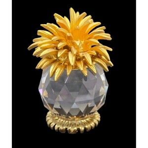Vintage Miniature Austrian Crystal Gold Plated Pineapple Miniatures 2.5"